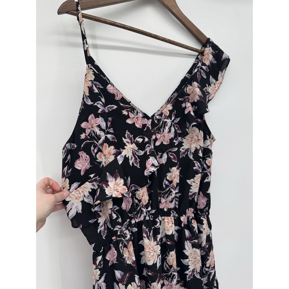 Xhilaration Multicolor Floral Ruffle Faux Wrap Sleeveless Wide Leg Jumpsuit XL - Picture 7 of 12